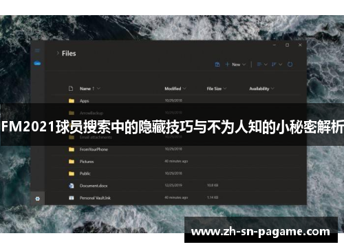 FM2021球员搜索中的隐藏技巧与不为人知的小秘密解析